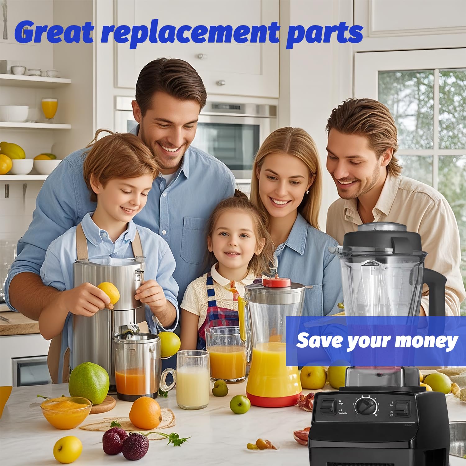 Mise à niveau pour carafe Vitamix 1,8 l, remplacement pour Vitamix 5200 5000 6500 7500 Pro500 750 Vita-Prep VM0101 VM0102 VM0103 VM0197 E310 320 Asymétrique 172 Conteneur Tasse avec 2 brosses de