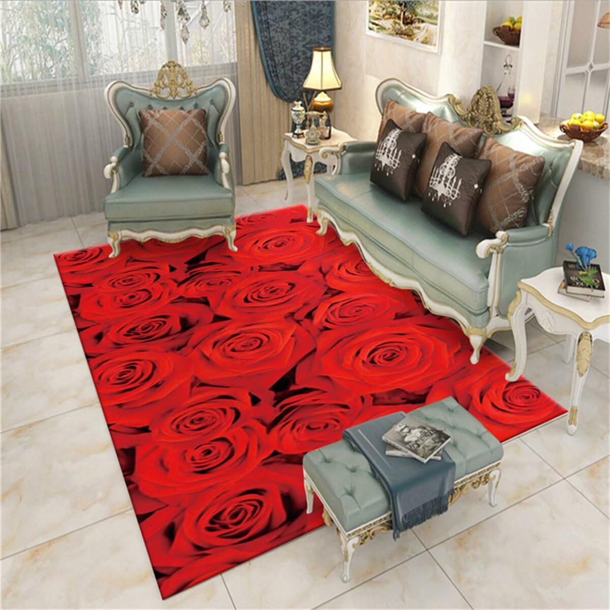 Tapis de bureau rouge 140x200 pour chambre adulte et couloir