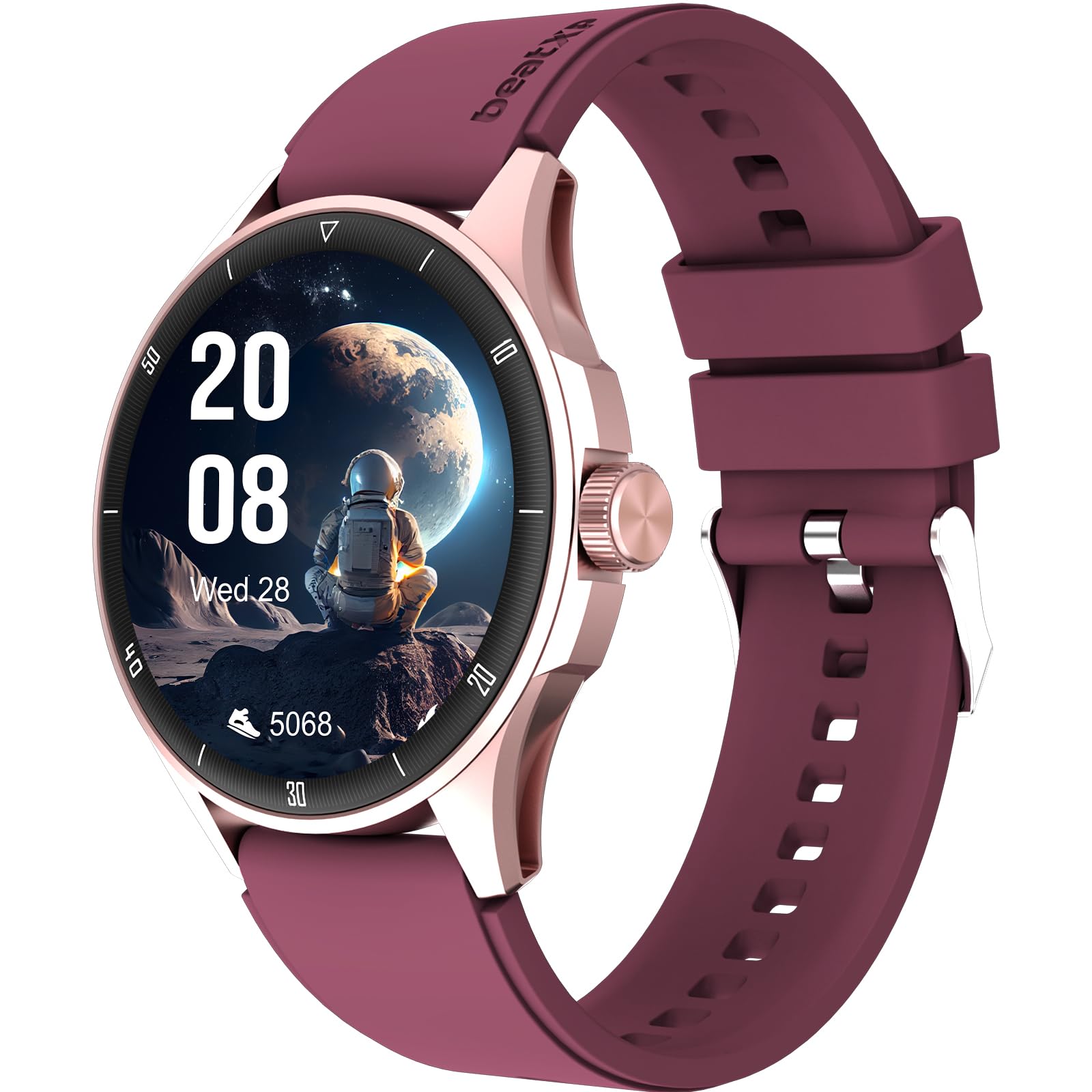 (Refurbished) beatXP Vega Neo 1.43" (3.6 cm) Super AMOLED Display, One-Tap Bluetooth Calling Smart Watch, Metal Body, 466 * 466px, 500 Nits Brightness (Gold & Deep Wine)