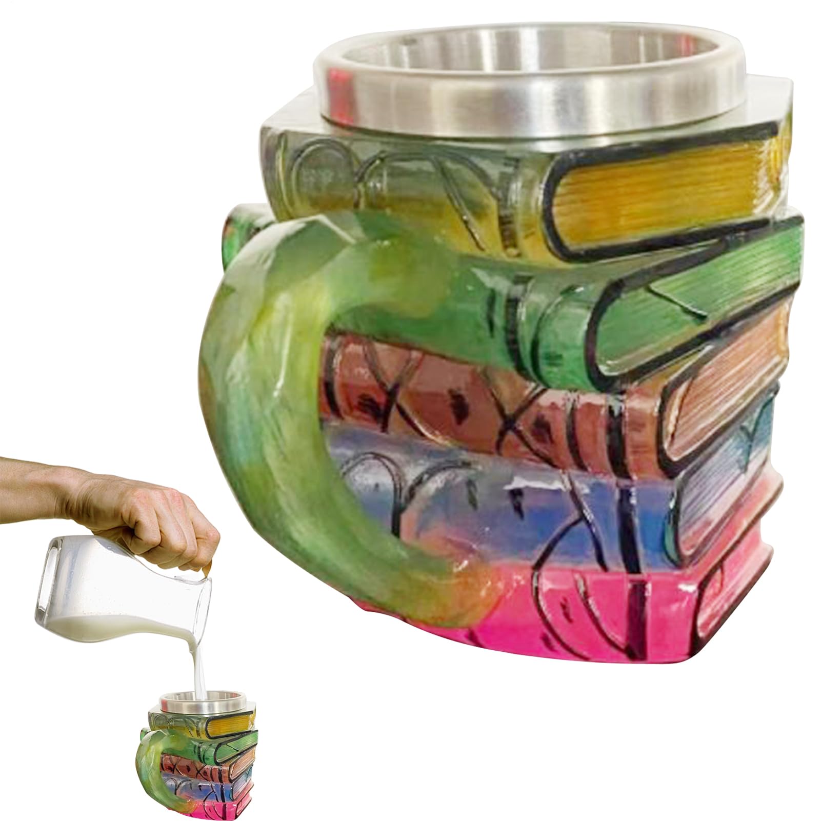 Tasse à café pour amoureux des livres 3D empilable grande capacité
