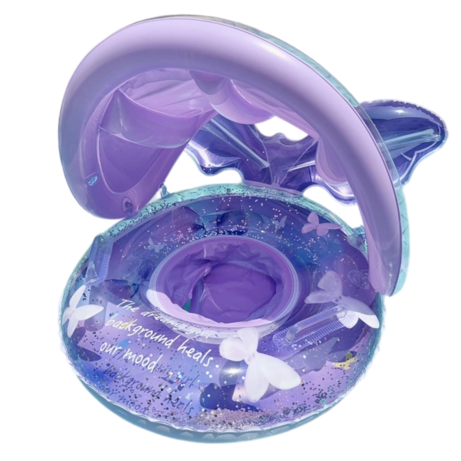 Baby Pool Float With Canopy, Kids Floating Rings with UV Sunshade Canopy, Boys and Girls PVC Adjustable Float Trainer for Babies and Kids, for 6-36 Months