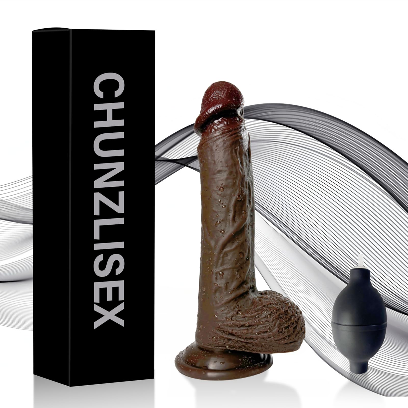 Dildo Realistico 21 cm Eiaculante Dildo Squirting in Silicone, Eiaculante con Forte Ventosa per Masturbazione Vaginale e Plearure Anale, Pene Giocattolo Sessuale per Prostata, Punto G, Bruno