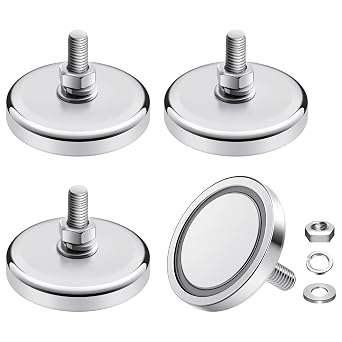 INMOZATA Neodymium Round Magnet with M6 Male Threaded Stud Strong Magnetic Mount 150lb Magnetic Base for Lighting, Camera and Other Brackets4 Pieces 150lb Magnet