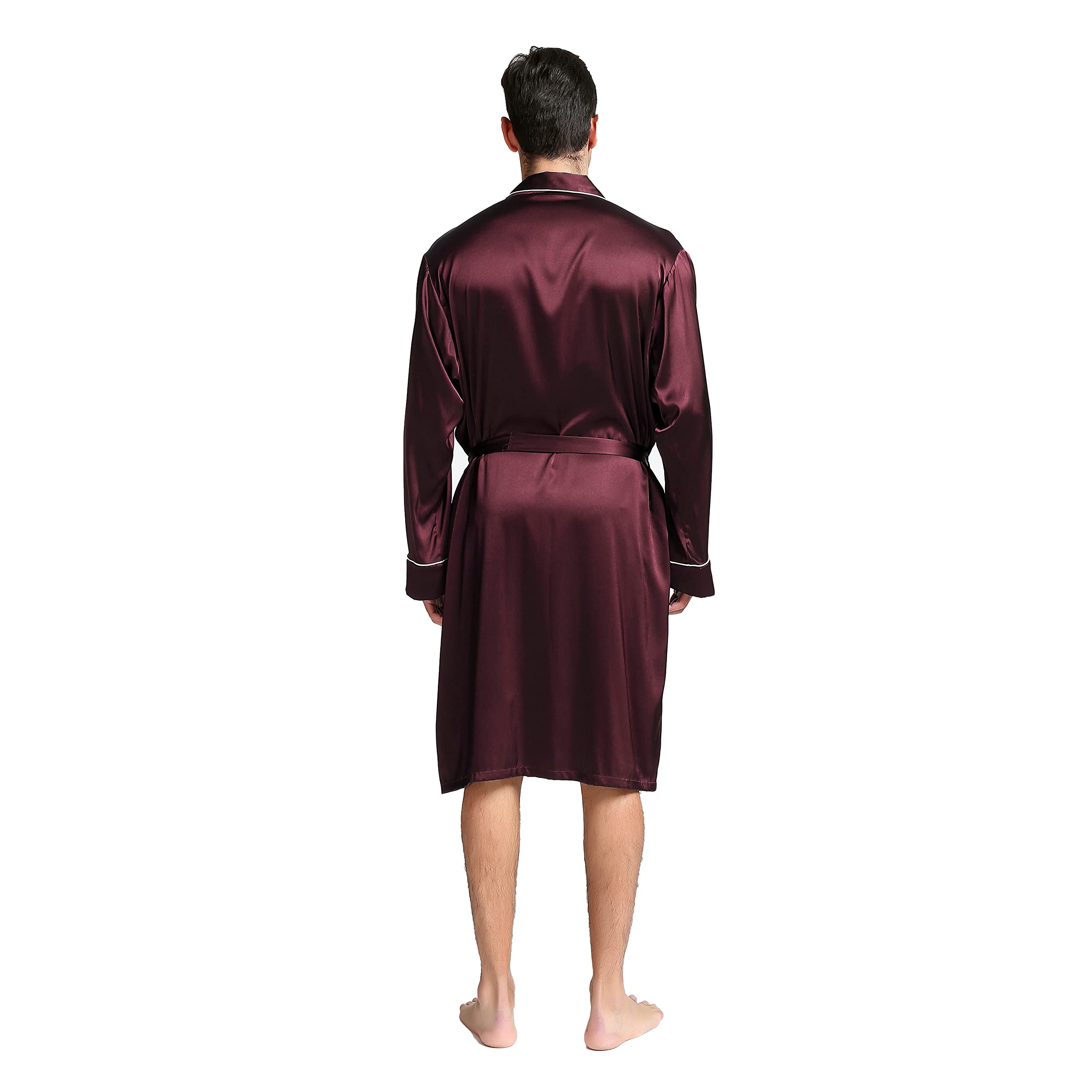 Jasmine Silk - Accappatoio da uomo in pura seta, colore: Borgogna