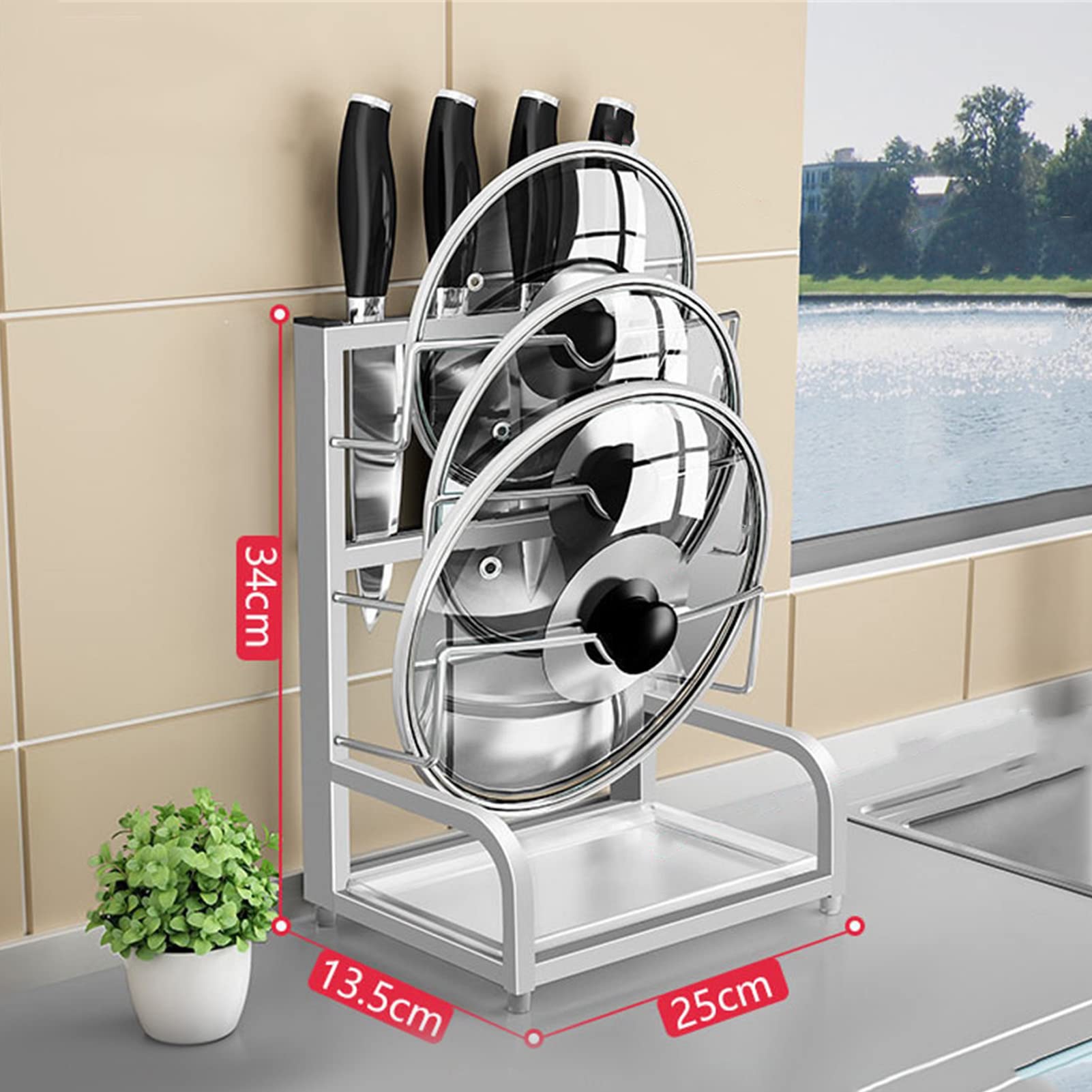 Yosoo Health Gear 2 in 1 Topfdeckelhalter, 304 Edelstahl Messerablage