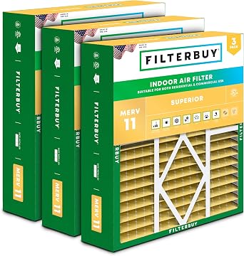 Filterbuy 20x25x5 Air Filter MERV 11 Pet & Allergy Defense 3-Pack