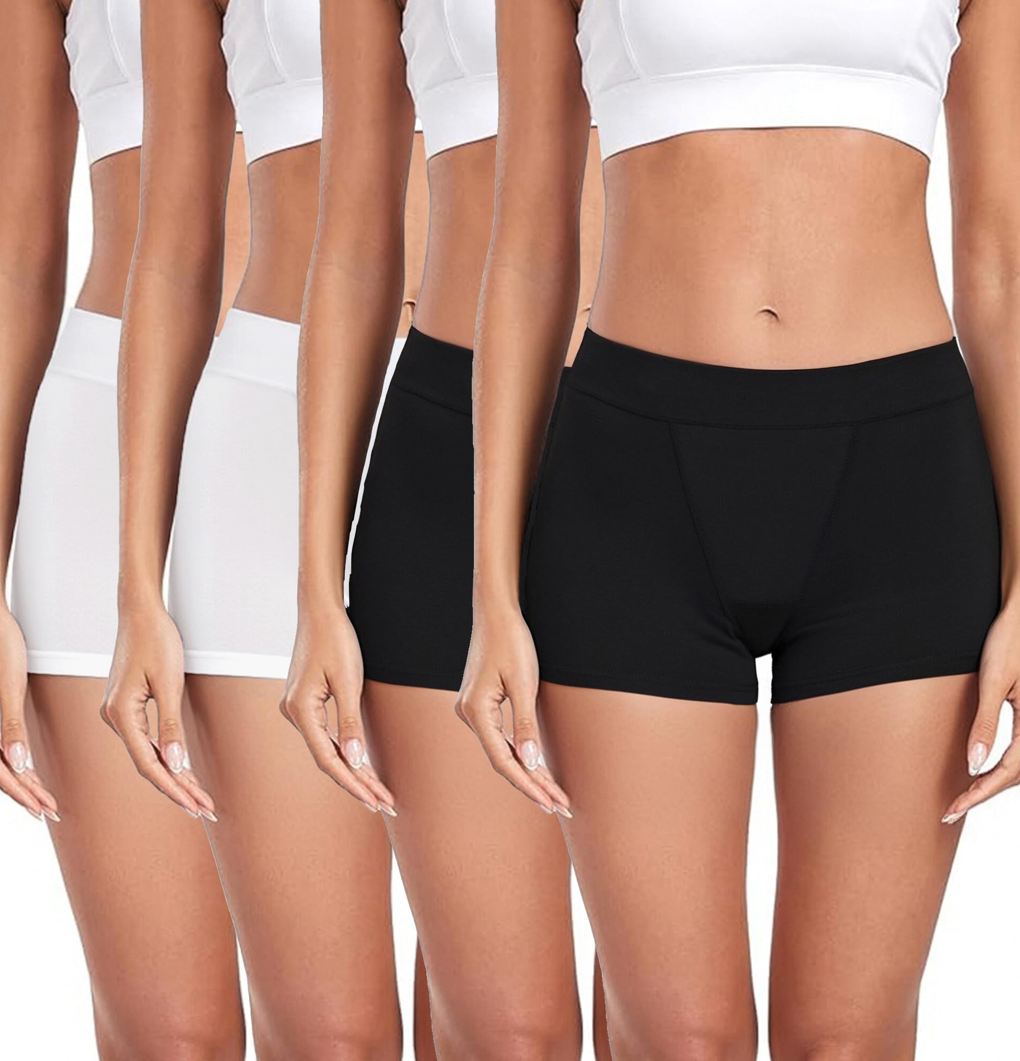Ocexteur Boxershorts Damen Baumwolle Unterhosen Damen Baumwolle Unterwäsche Frauen Shorts Atmungsaktiv Panties Hipster Slip 4er Pack