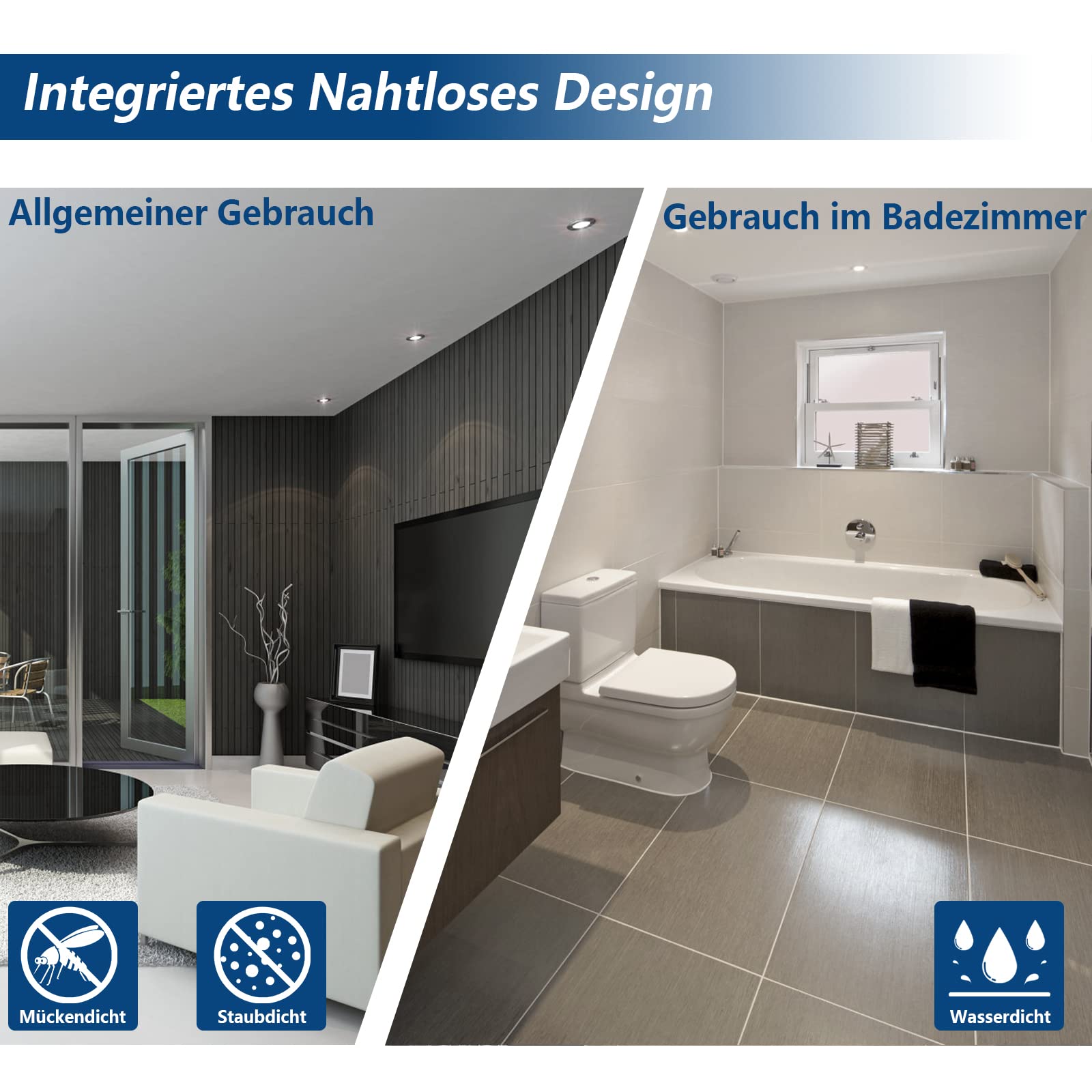 HiBay Einbaustrahler LED Flach 7W LED Spot Badezimmer IP44 Deckenspots Rund Matt Nickel 6000K Kaltweiß Einbauleuchten 850lm 10er Set