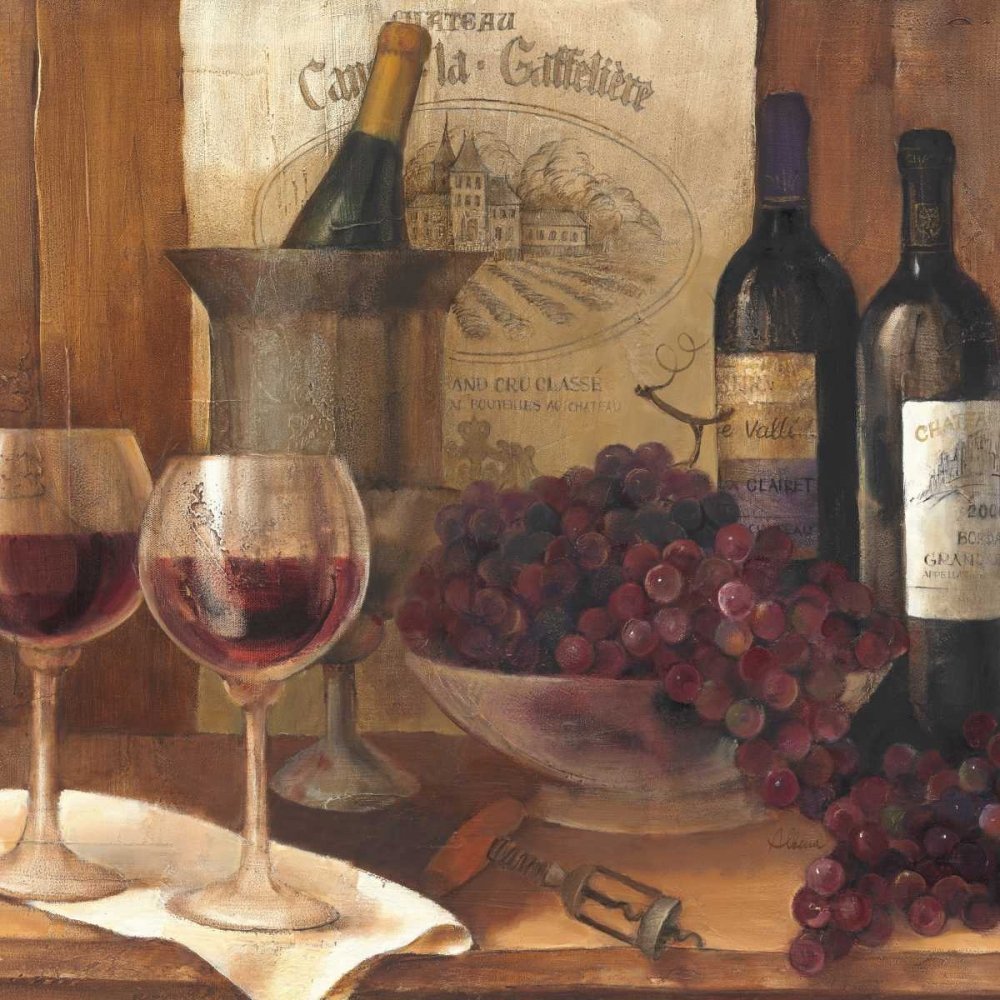 ART-PRINT-on-matte-paper-220gr- Vintage Wine Crop Hristova Albena - Cocina cuadrada Imagen tradicional cocina comedor vino vino vin wineflora Fine Art Print 25_X_25_in