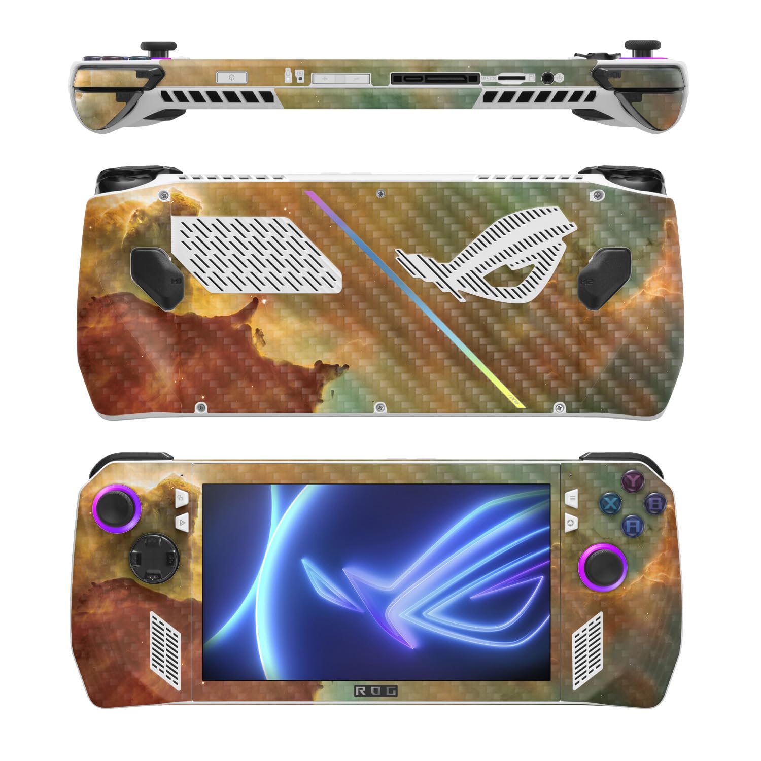 MightySkins Carbon Fiber Skin Compatible with Asus ROG Ally - Space Smoke | Protective, Durable Textured Carbon Fiber Finish | Easy to Apply