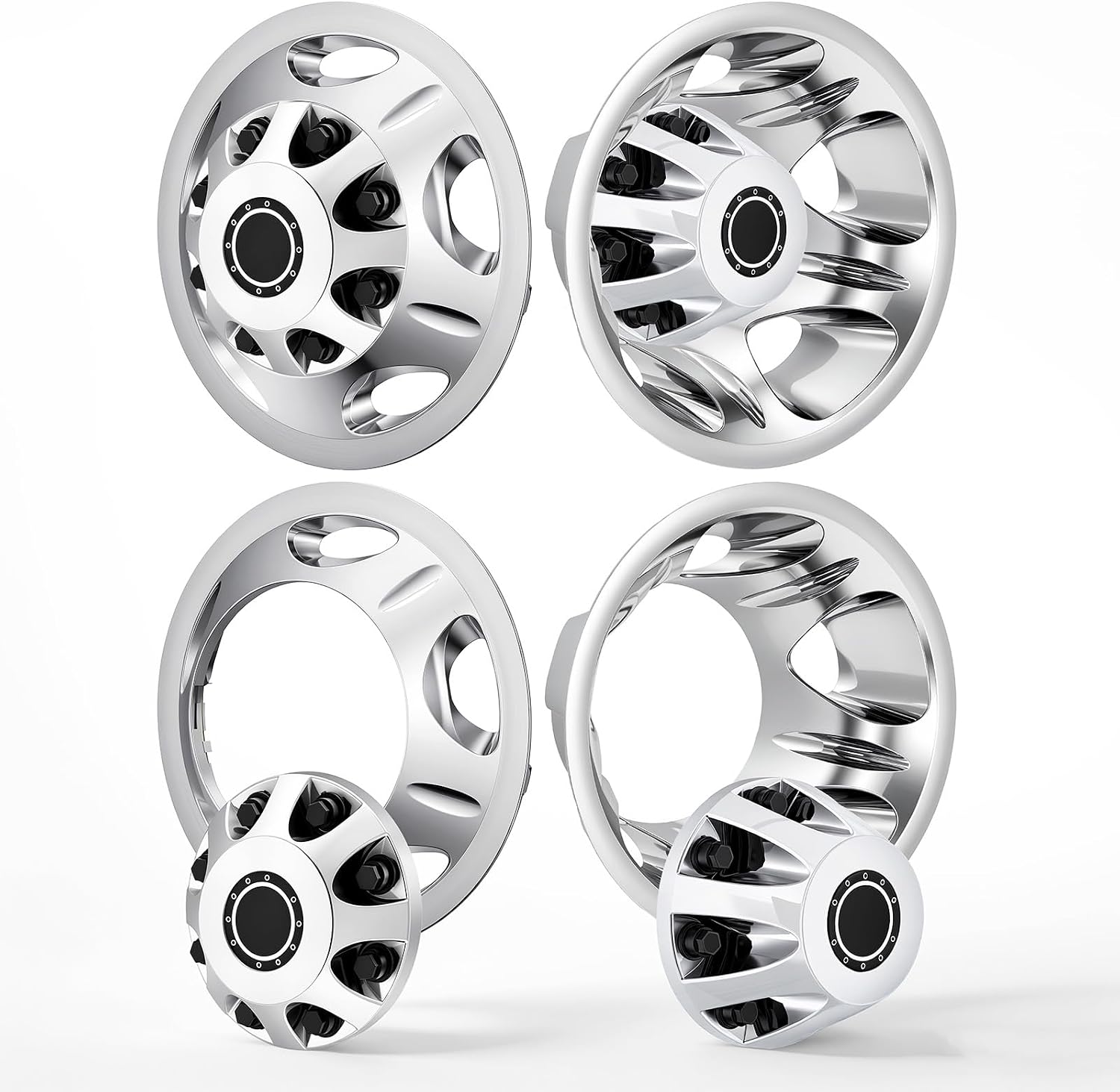 VEVOR 17-Inch Wheel Simulators 8 Lug ABS Chrome Plated Front and Rear Wheel