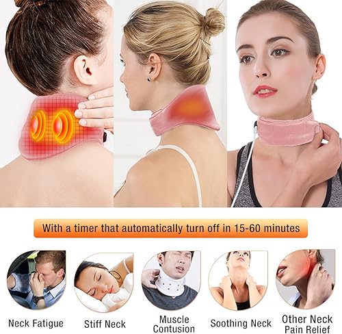 Miniatura 5 de ARRIS - Almohadilla térmica para el cuello, pequeña envoltura térmica portátil para el cuello con control de tiempo y temperatura ajustable, alivio