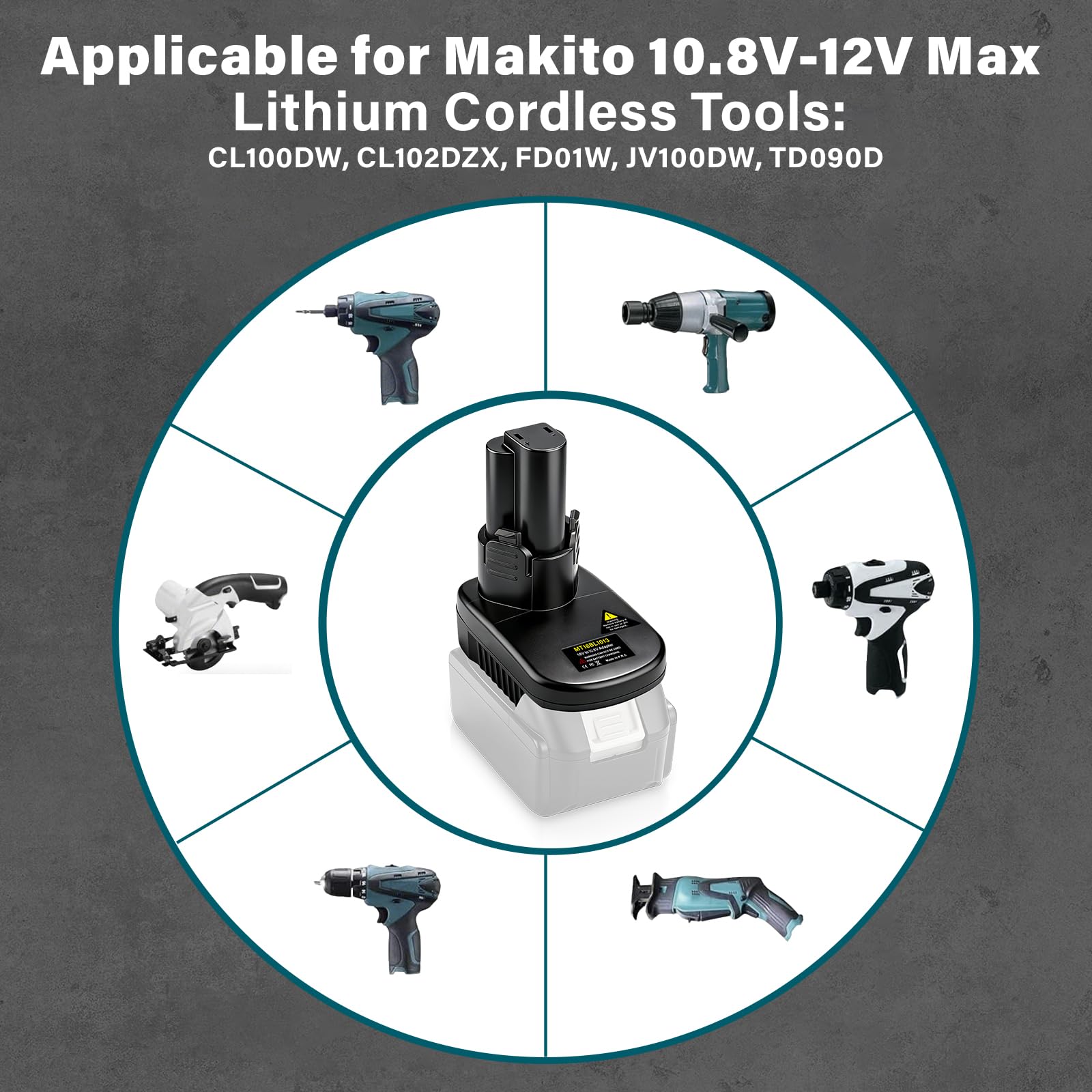 Adaptador de batería Makita de 18 V a 10,8 V, para Makita de 18 V para convertir a funcionar para herramienta eléctrica inalámbrica Maki*ta de 10,8 V