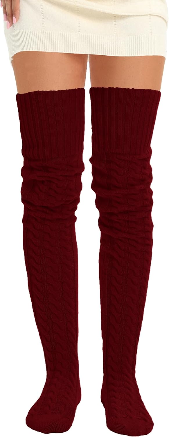 HYTENSUN Women's Thigh High Knitted Winter Boot Socks Vintage Extra Long Leg Warmer Over Knee High Stockings