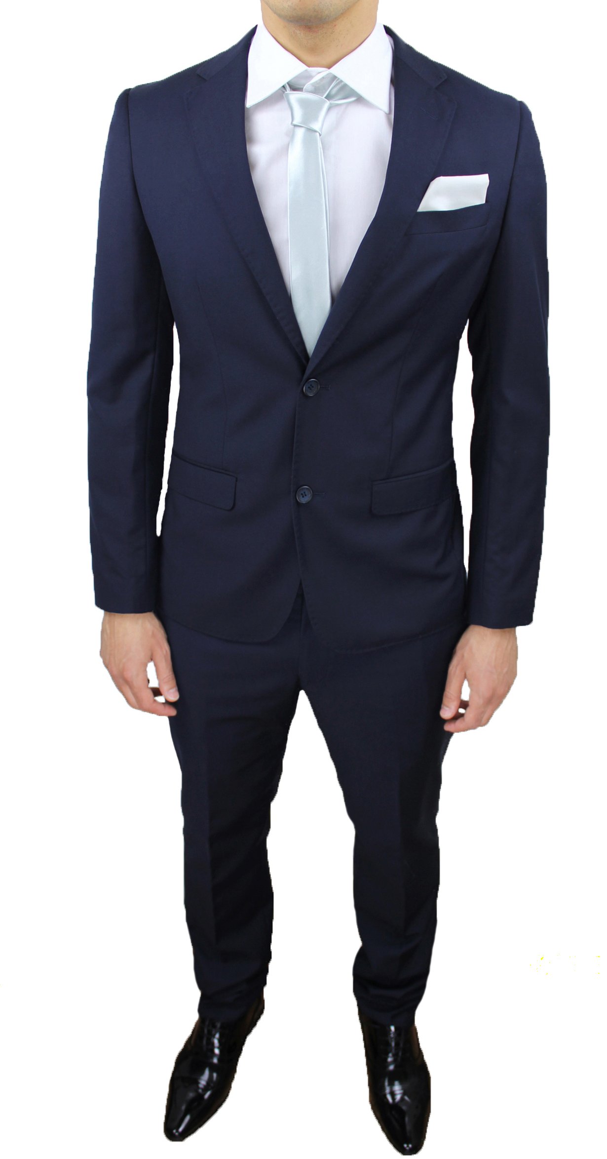 Abito Completo Uomo Sartoriale calibrato Blu Taglie Forti comode conformato Casual Elegante Cerimonia