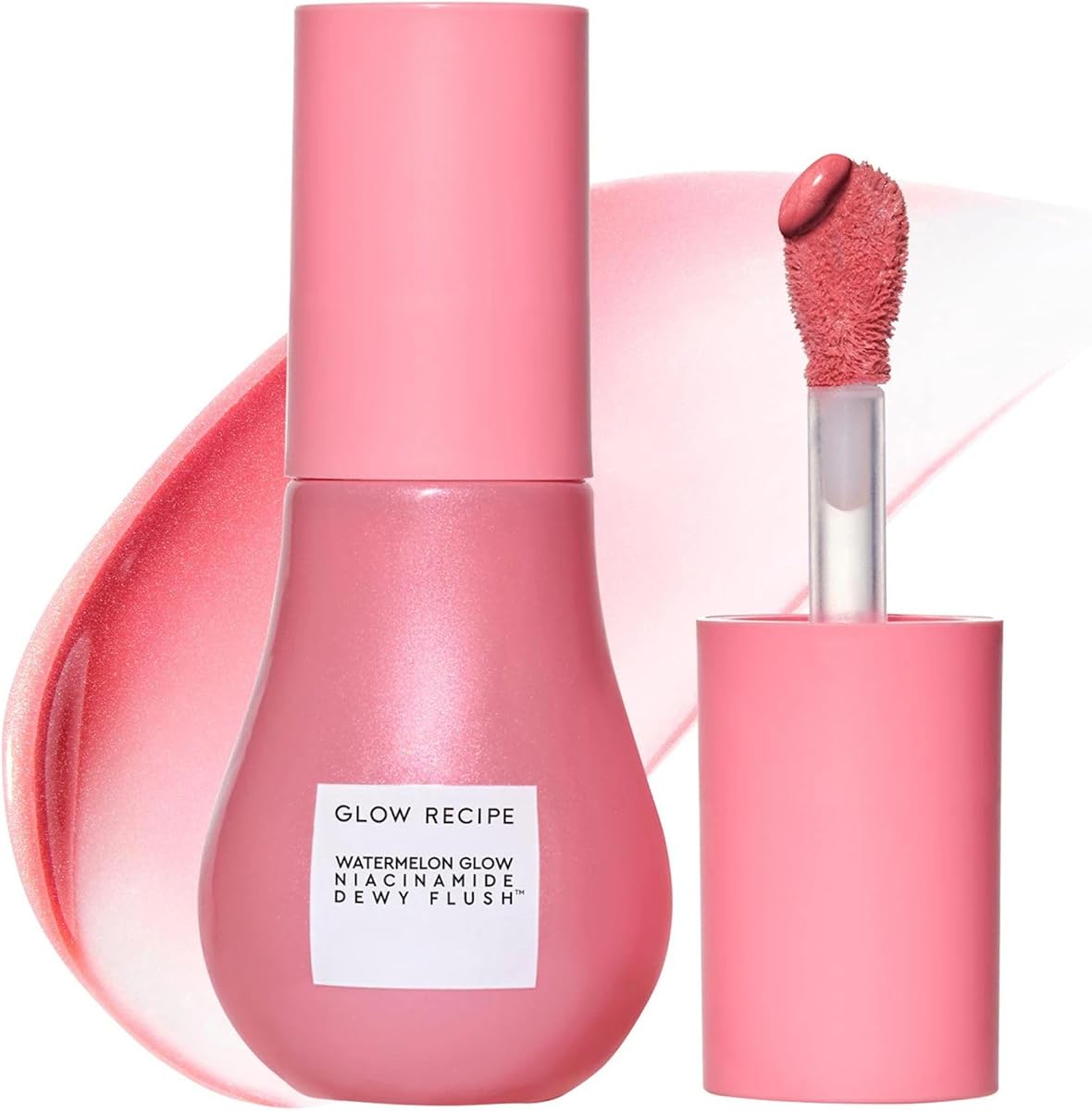 Suero de rubor líquido con color Niacinamide Dewy Flush - Rubor brillante para mejillas para suavizar, hidratar e iluminar - Maquillaje coreano líquido con tinte rosa suave edificable - Descarga de sandía (0.4 oz)