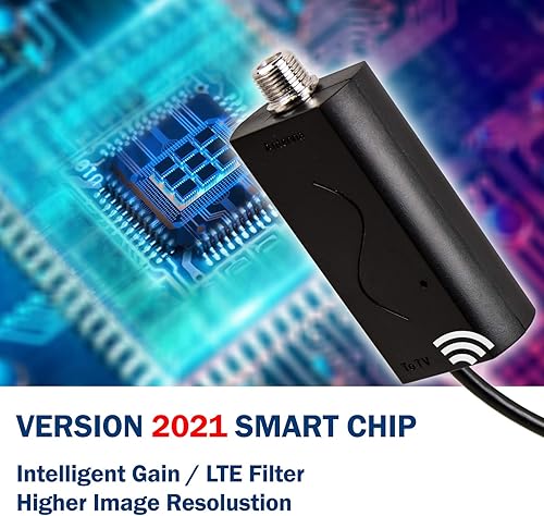 Miniatura 8 de Antena amplificada HDTV multidireccional de 4 V de cinco estrellas, alcance de hasta 200 millas, UHFVHF, interior, ático, exterior, radio FM 1080P