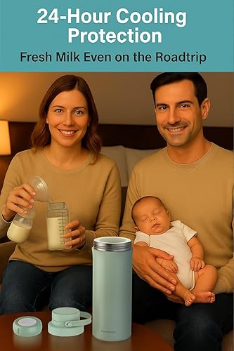 Miniatura 4 de Koalababy Enfriador portátil de leche materna de 22 onzas Enfriamiento de 24 horas, con 2 botellas para almacenamiento de leche materna, enfriador