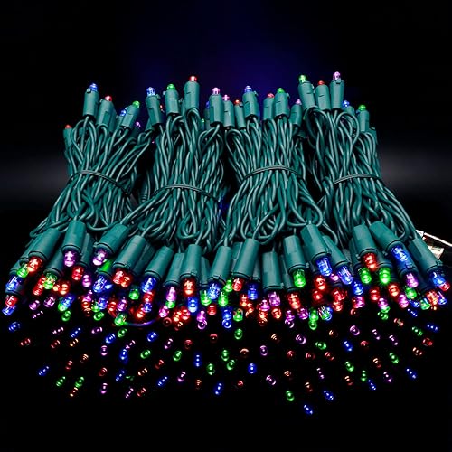 Miniatura 4 de YULETIME 200 luces LED de Navidad multicolor de gran angular, 66 pies, cable verde, certificado UL, 0.197 in, juego de luces navideñas (multicolor)