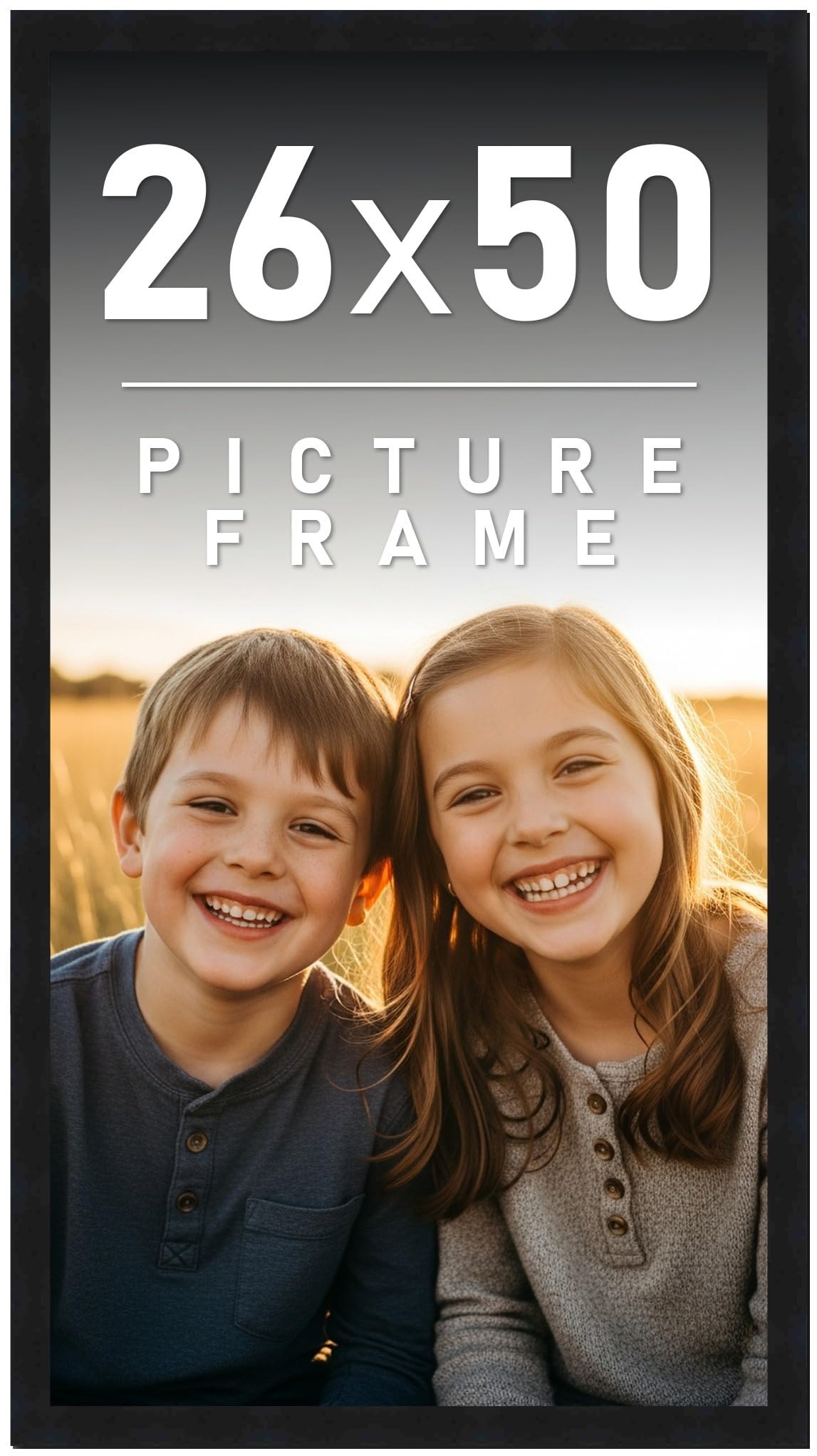 Amazon.com - CountryArtHouse 26x50 Frame Black Solid Pine Wood