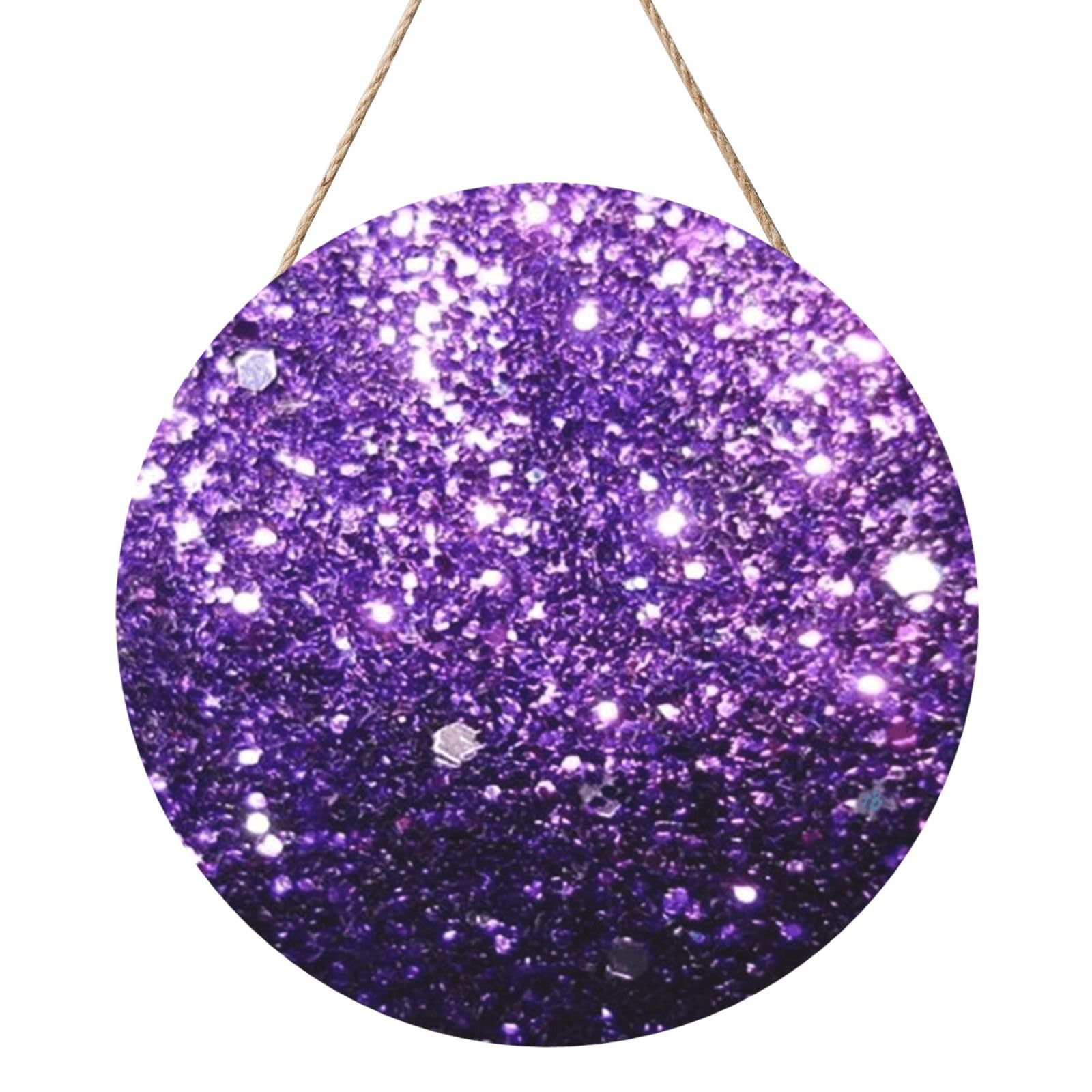 InOmak Beautiful Purple Glitter, Round Wood Panel Painting 12 in, Wall Hanging Painting For Home