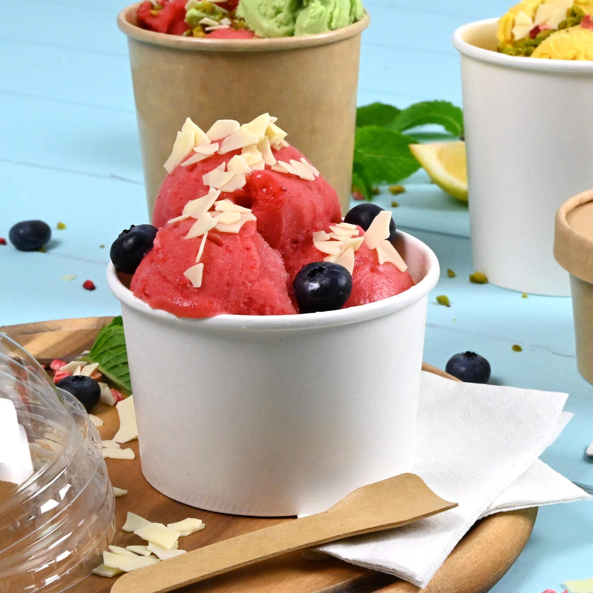 BIOZOYG 50 piezas Cuencos para helado de cartón 200 ml blanco - vasos desechables sin plástico y reciclable - cuenco de postre para llevar