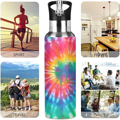 Vista 216 de Botella de agua amarilla para niños y niños, con aislamiento de acero inoxidable, para agua fría y caliente, con tapa con pajilla, para deportes