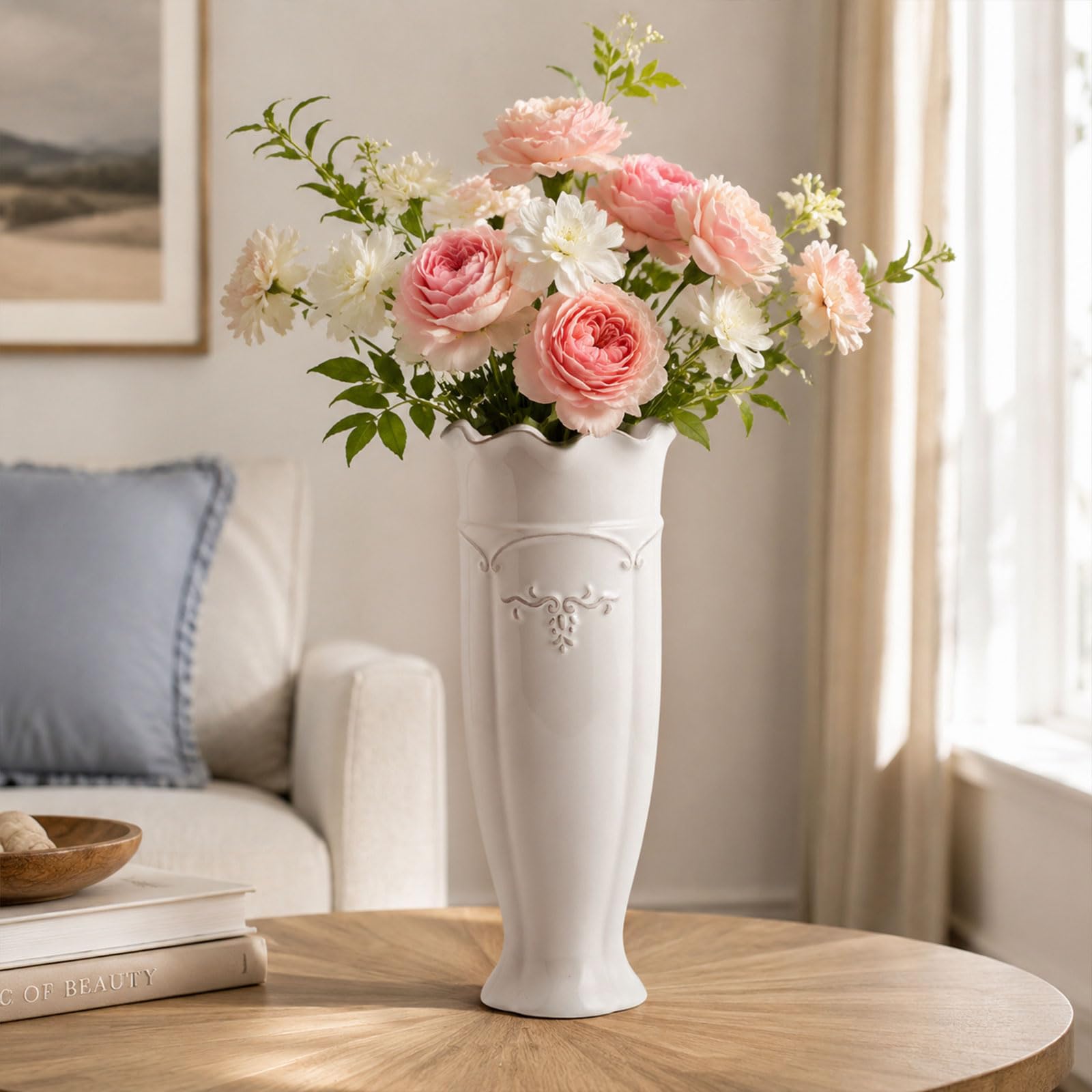 Amazon.com: hjn White Ceramic Vase- French Flower Vase for Decor