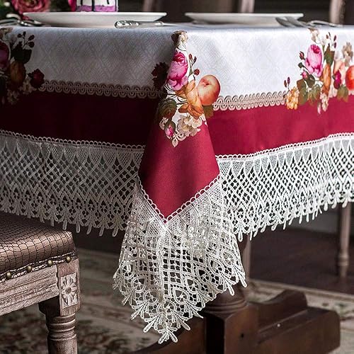 Miniatura 1 de ARTABLE Manteles rectangulares de encaje para decoración de otoño con flores antiguas, mantel de macramé para exteriores, granja, rústico, cocina,