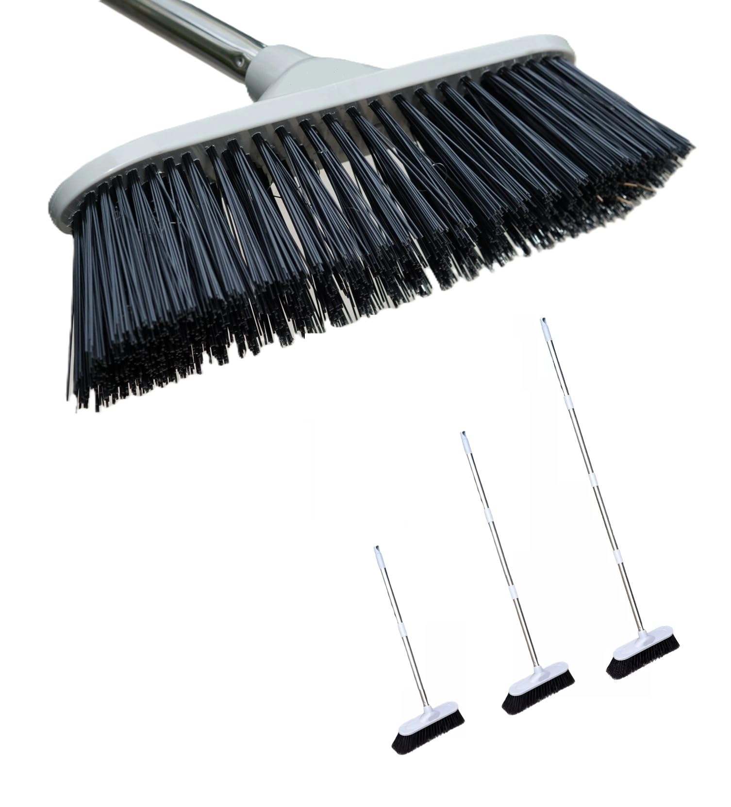 Weed Remover Tool Outdoor Concrete Broom Telescopic Adjustable Long Handle Stiff Bristles for Cleaning Scrubbing Deck Driveway Patio Wood Stone Tile Garden Yard Warehouse Leaves Lawn Caravan 1.3M