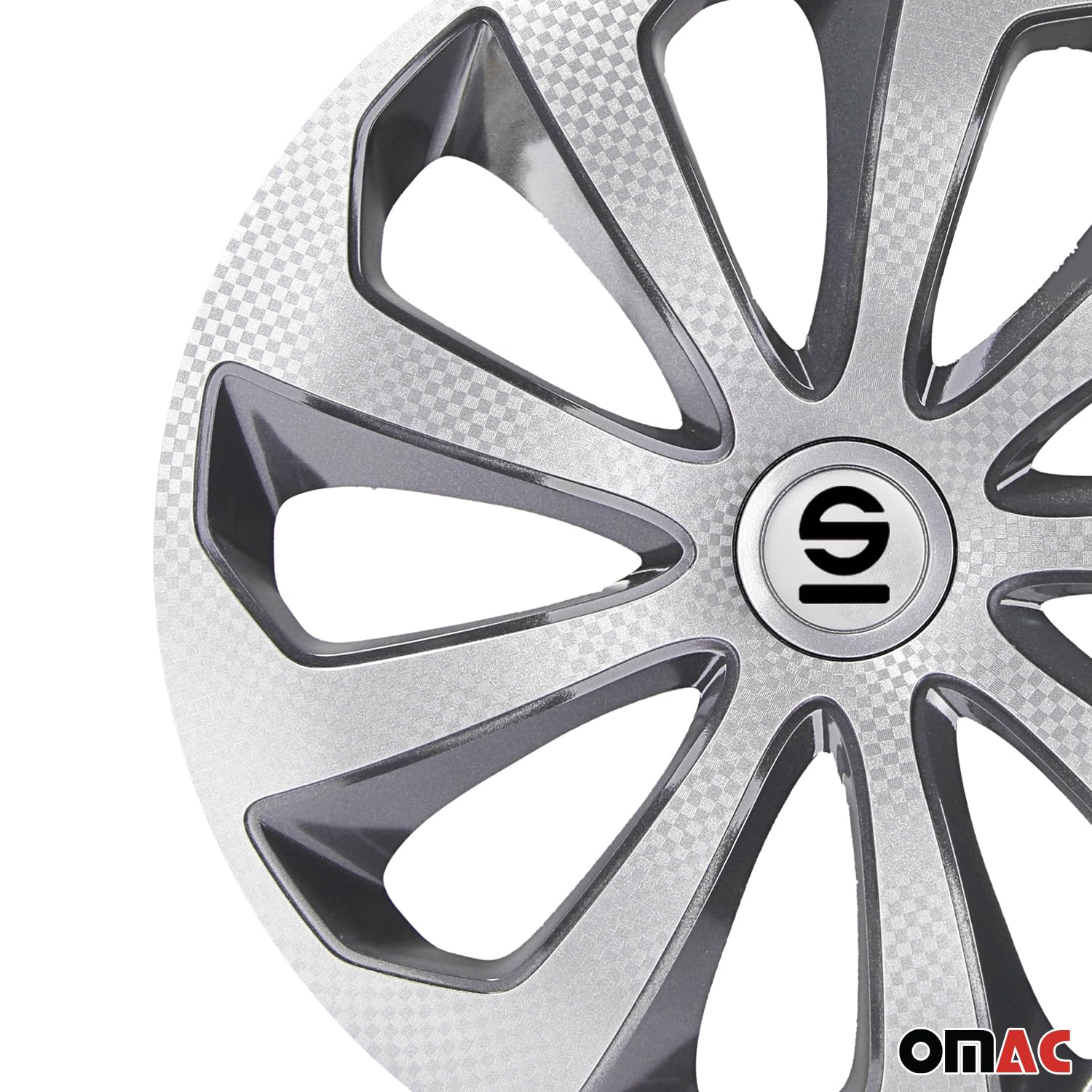 SPARCO Tapacubos Kit gris/plata carbón Embelecedores De Rueda Juego de tapacubos SPC1475SVGRC