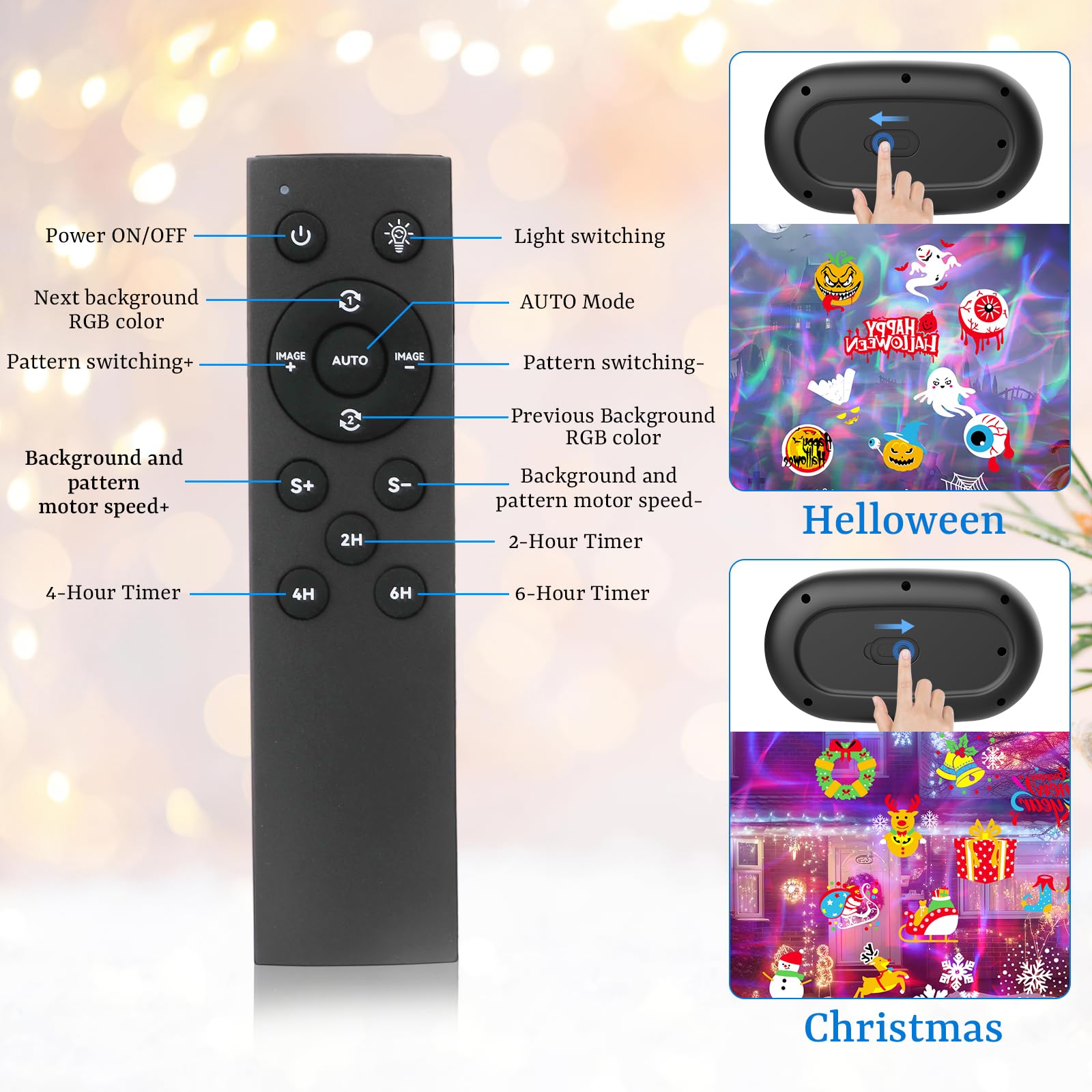 CAVWVTYU Projektor Verbesserte hellere HD-Halloween-Weihnachtsprojektorlichter, IP67 wasserdichtes Außenprojektorlicht mit Aurora, festliche Atmosphärenprojektionslichter für Haushof-Partydekorationen