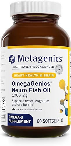 Metagenics OmegaGenics - Aceite de pescado Neuro 1000 mg Omega Suplemento para la salud y función cerebral* - 750 mg de DHA y 250 mg de EPA - Sin