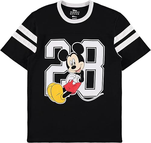 Disney Camiseta de fútbol universitario de Mickey Mouse y Minnie Mouse para mujer