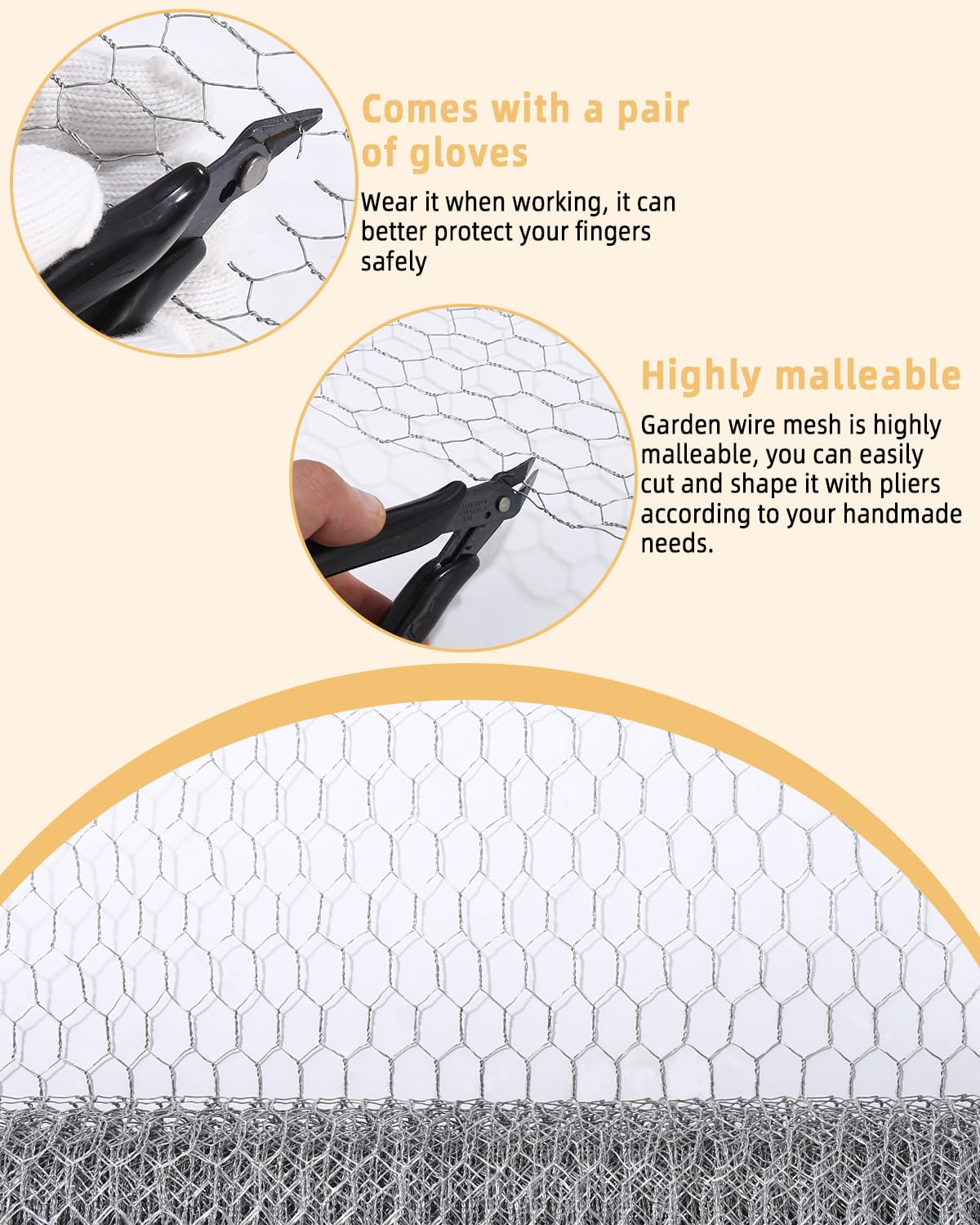 Rete Metallica Zincata Per Conigli - 40cm X 6m, Maglia Esagonale, Kit Fai Da Te Con Guanti E Fascette - Foto 3