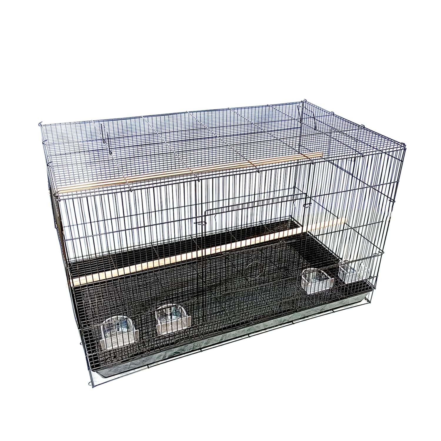 JAINSONS PET PRODUCTS 36 Inch 3 Feet Bird Cage With Two Side Breeding Box Door. Best For Lovebird, Parrot, Parakeet, Budgie, Cockatiel Cage Hammock Durable Metal Cage With 4 Bowl & 2 Perch, Grey