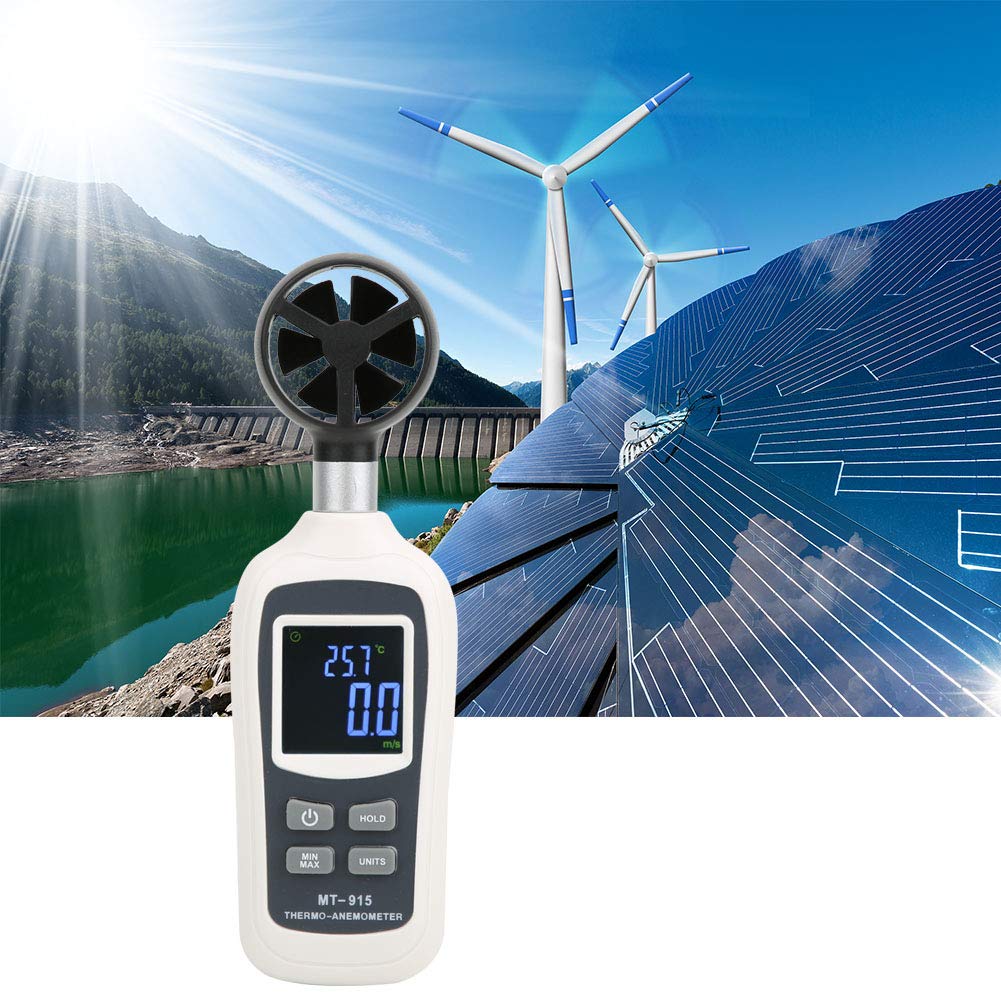 MT 915 Digitales Handanemometer zur Messung von Windgeschwindigkeit und Temperatur – Tragbares Wettermessgerät mit Max./Min.-Datenspeicherung für UAV-Umgebungen und den