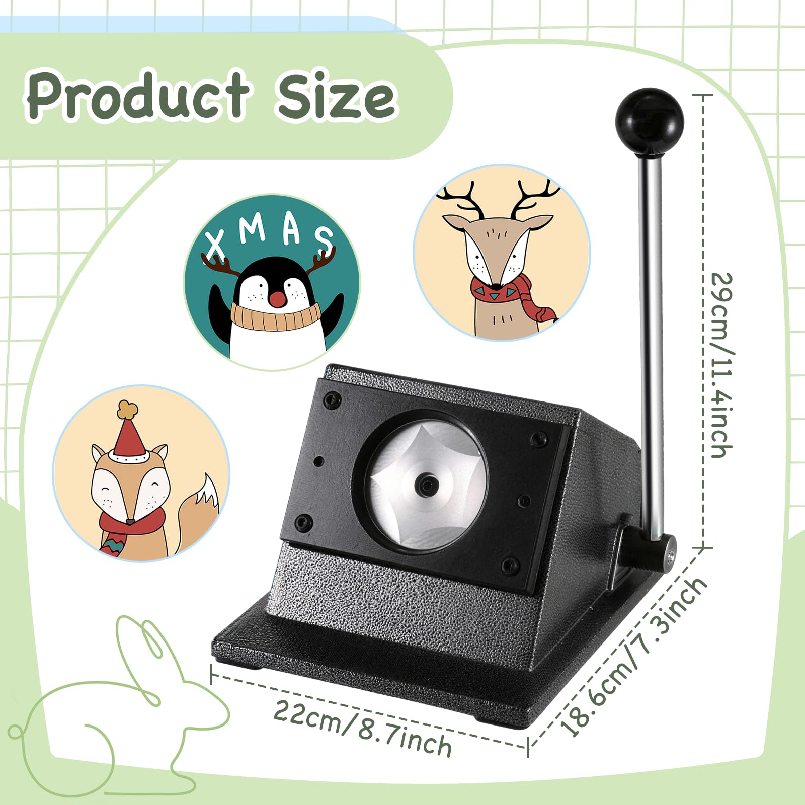 Troquel de 58 mm con punzón redondo de 69,5 mm, cortador circular resistente para cartón, fotos y láminas, para hacer botones, álbumes de recortes y proyectos de manualidades