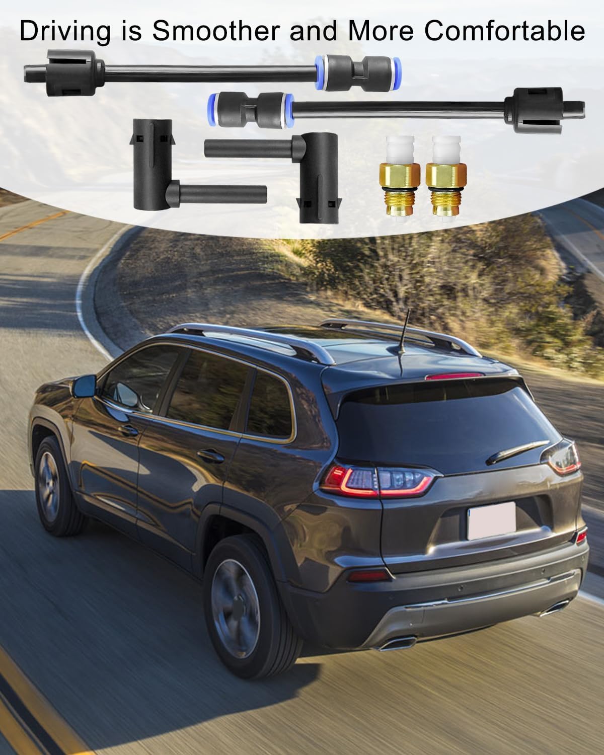 2 PCS Air Suspension Elbow Air Strut with Hose Repair Kit Fit for Jeep Grand Cherokee Quadra Lift 2011-2020, Replace 68084809AA