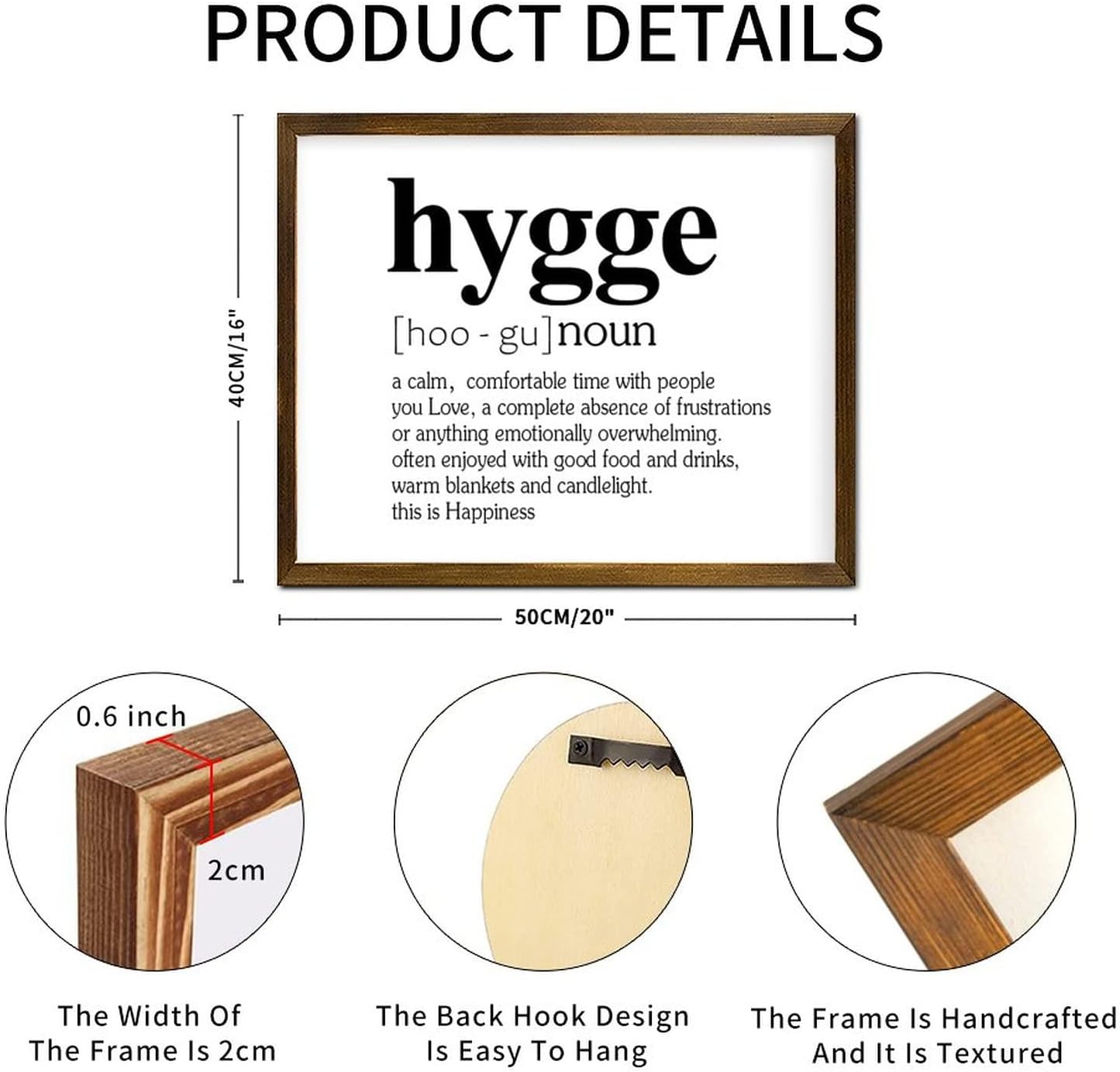Hygge Definition Framed Sign Hygge Noun Definition Typography Art Print Wooden Wall Art Definition Dictionary Meaning Farmhouse Rustic Wood Wall Hanging Decor for Living Room 16x20in