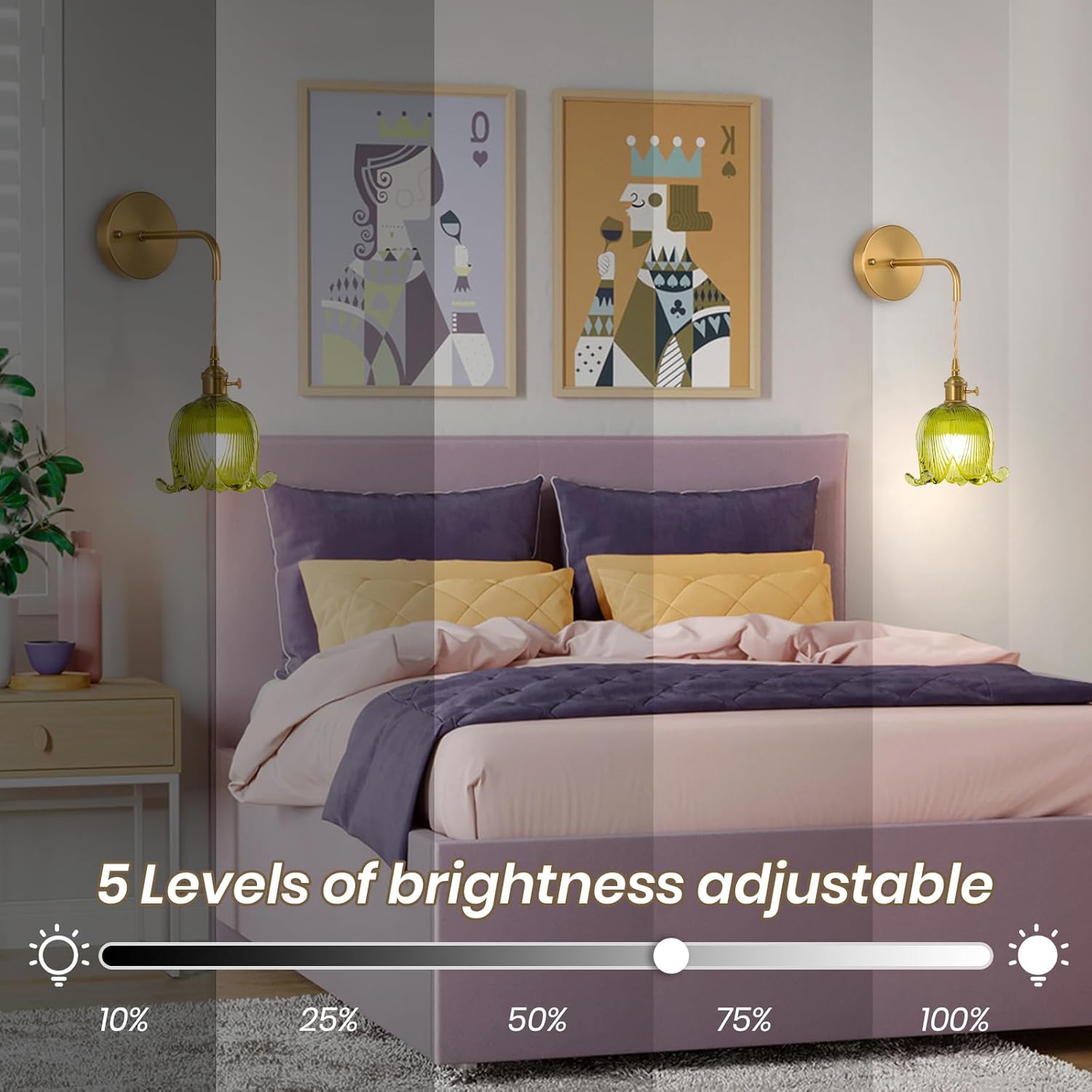 Battery Operated Wall Sconce Set of 2,Adjustable Chain Retro Gold Wall Mounted Light,Rechargeable Wall Light with Remote, Wireless Indoor Wall Lamp for Living Room Bedroom