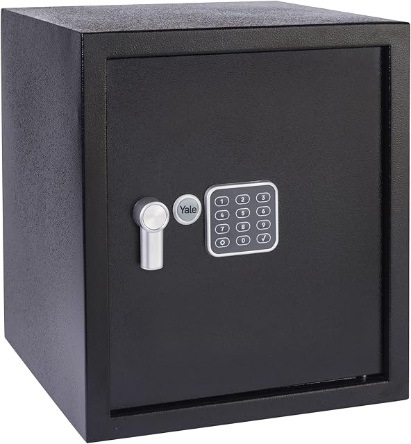 Yale YSV/390/DB2 Large Value Safe, Digital Keypad, LED Light Indicators, Steel Locking Bolts, Emergency Override Key, Wall And Floor Fixings, Black Finish, 40 Litre Capacity 39 x 35 x 36 cm