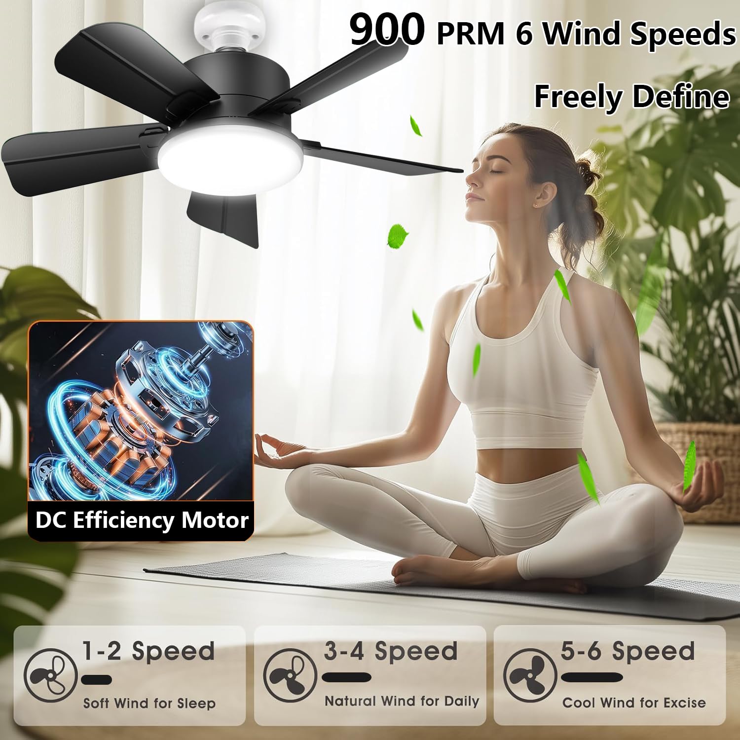 Socket Ceiling Fans with Lights and Remote, Fits E27/B22 Socket Fan light 2000LM Dim,Ceiling Fan with 900PRM - Image 4