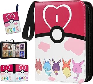 Easilywinlife Card Albums Card Binder, 4-pocket Card Albums Binder Holder, Collectible Trading Card Albums with Sleeves, Birthday Photo Baseball Post Playing Card Albums Gift for Kids (Pink)