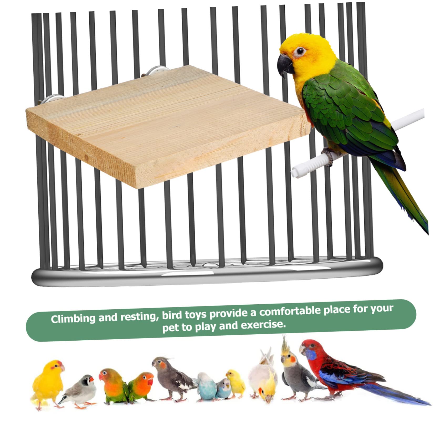 BCOATH 2Pcs Wooden Bird Perch Platform for Small Birds Easy Install Chewable Stands for Budgies Cockatiels and Parrots Bird Gym Playground Accessories