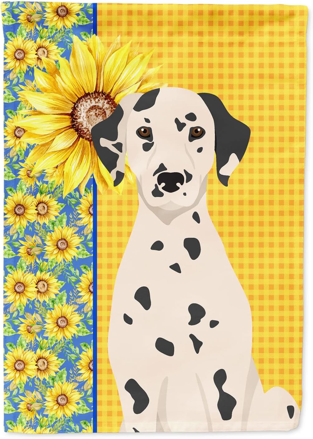 Caroline's Treasures WDK5408CHF Summer Sunflowers Dalmatian House Flag Large Porch Sleeve Pole Decorative Outside Yard Banner Artwork Wall Hanging, Polyester, House Size, Multicolor