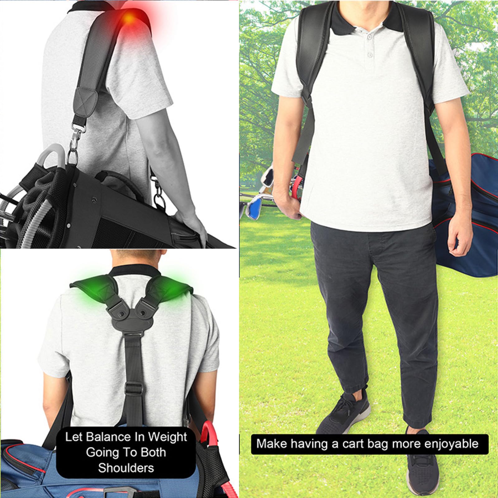 Bequemer Golftaschen Schultergurt Verstellbare Doppelte Schultergurte Rucksack Tragegurt Golftaschen Zubehör Golftaschen Schultergurt Bequem