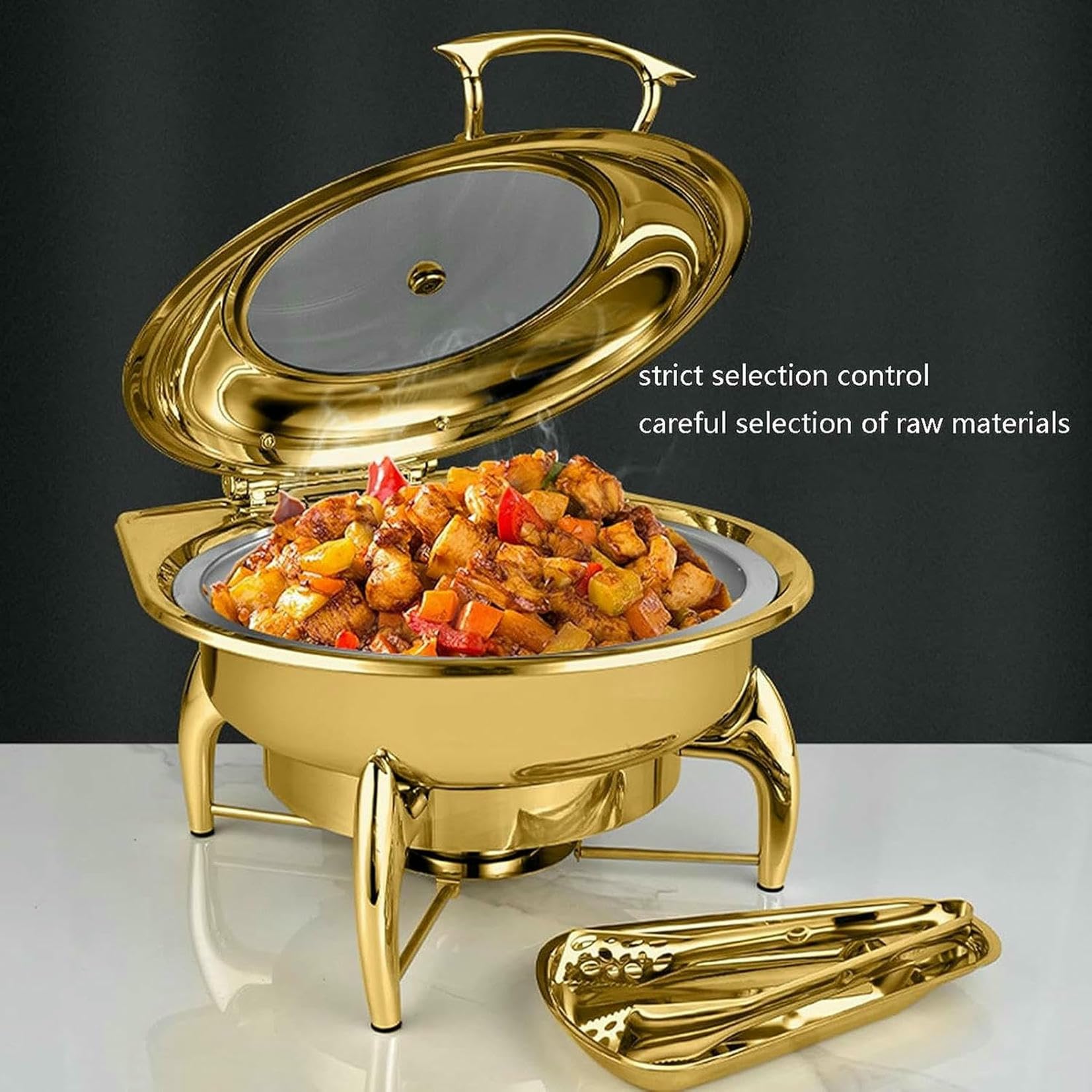 Chauffe-Plats pour événements Traiteur - Chauffe-Plats pour Buffet de fête, Ensemble de marmites rectangulaires à Couvercle Rabattable, marmites à Eau, poêles chauff,Silver-6L~/