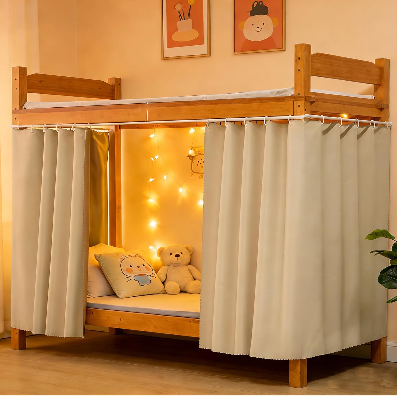 Navhao 2 Panels Solid Thicken Bunk Blackout Bed Curtains Cloth Bed Canopy for Dorm Home Men Women Single Sleeper