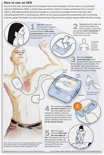 Miniatura 1 de First Aid Knowledge Poster How to Use Automatic AED Emergency First Aid Poster Safety Poster Canvas Painting Posters And Prints Wall Art Pictures